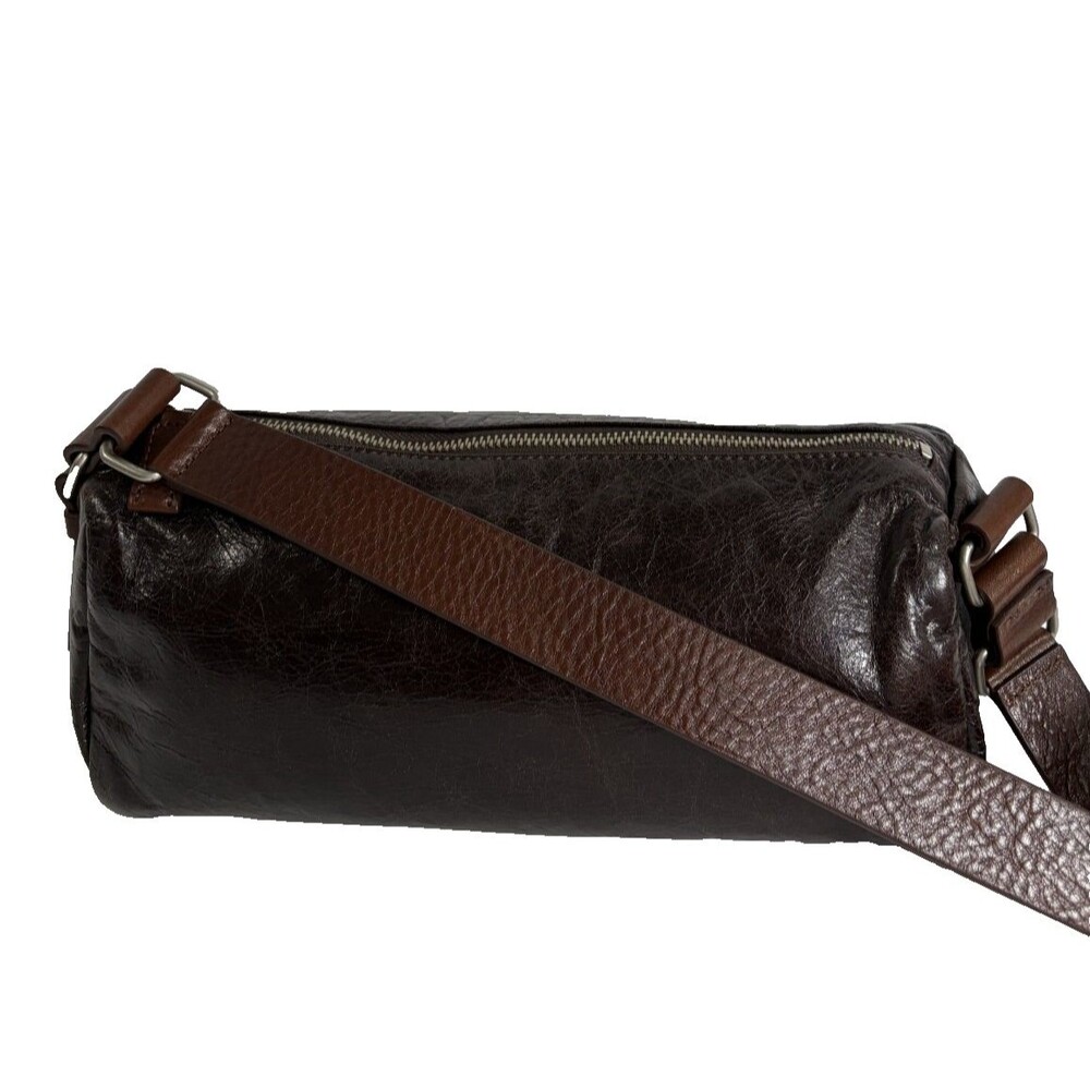 Sundance Belted Baguette Women's Leather Bag Dark Espresso Brown Purse - Picture 4 of 10